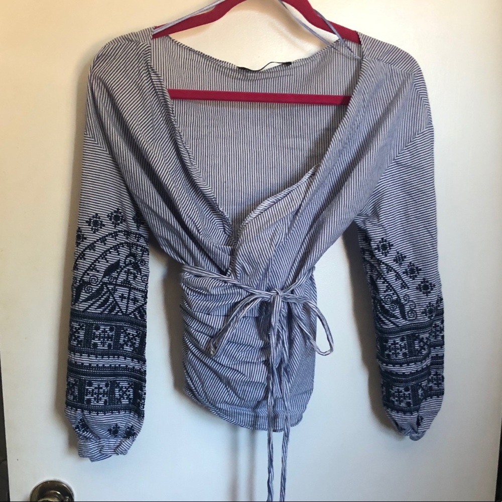 Zara Poplin Wrap Top